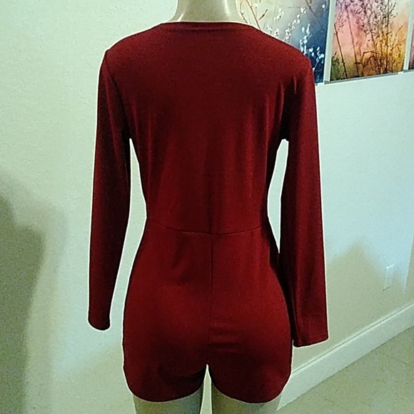 Burgundy Romper - Picture 3 of 4